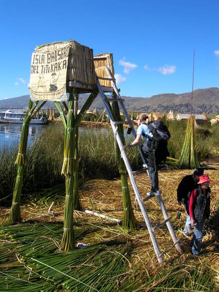 Lake Titicaca, a floating village of the Uros tribe, a look out
